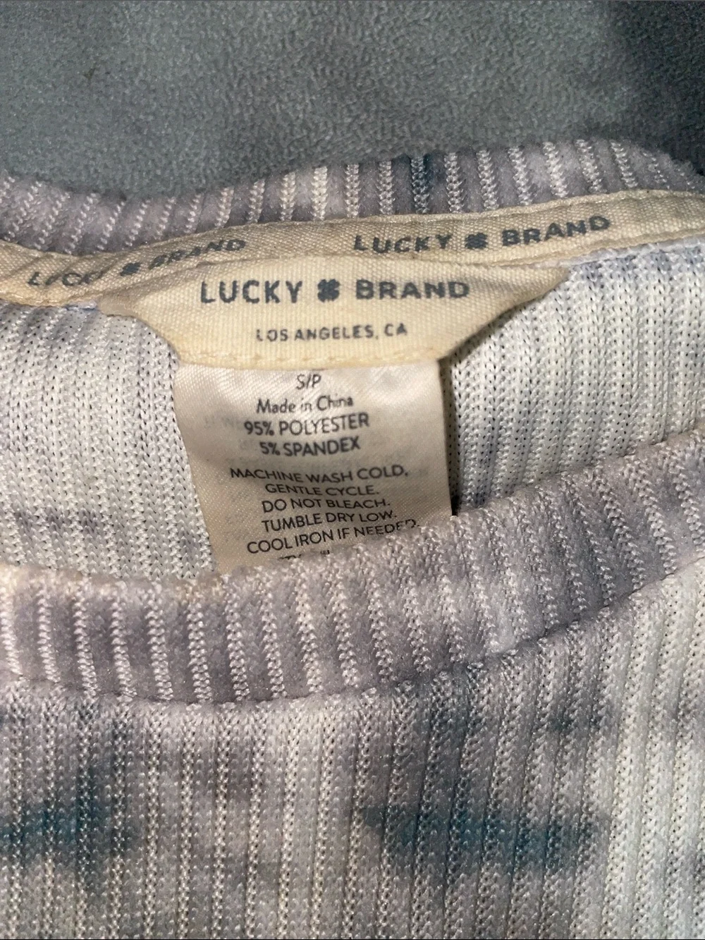 Lucky Brand Gray Tie-Dye Ribbed Short Sleeve Pajama Set